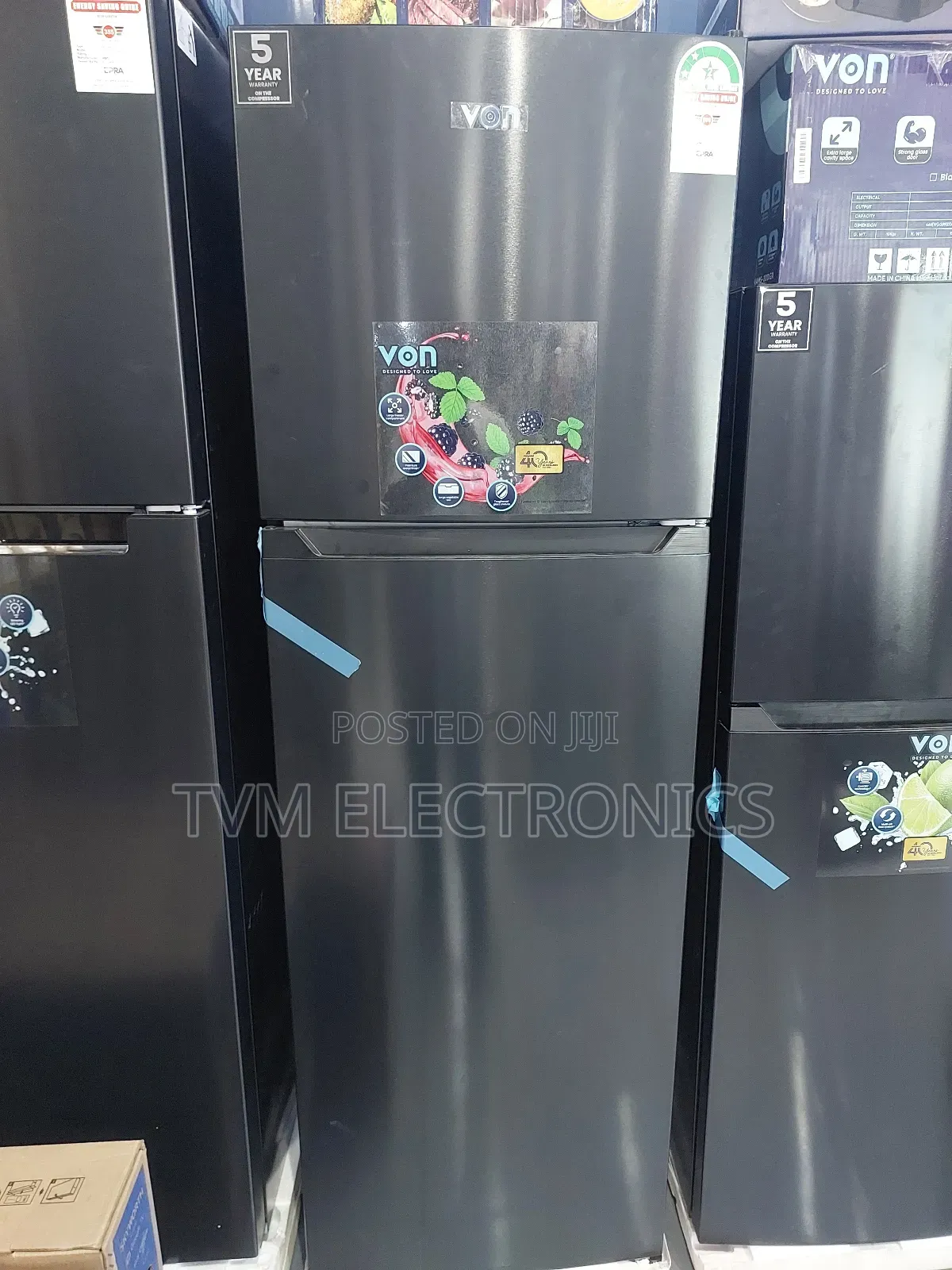 Von VRT-247nrak Double Door Fridge, Top Mount Freezer, No Frost 247l