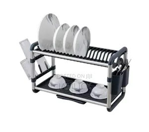 2-Tier High Quality Aluminum + Plastic Dish Rack – Bz