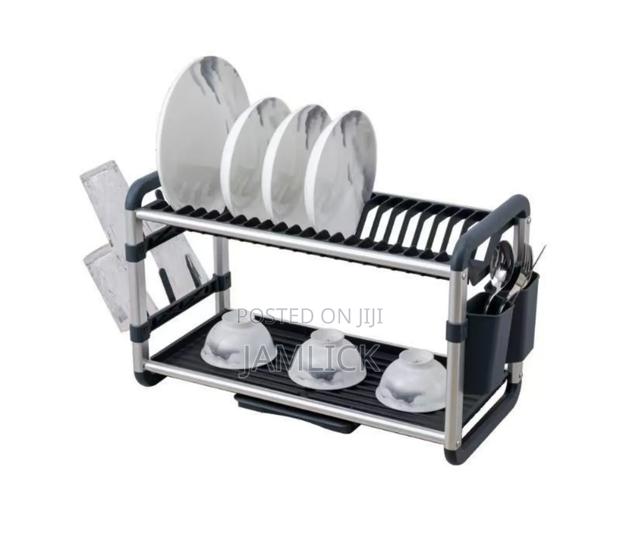 2-Tier High Quality Aluminum + Plastic Dish Rack – Bz