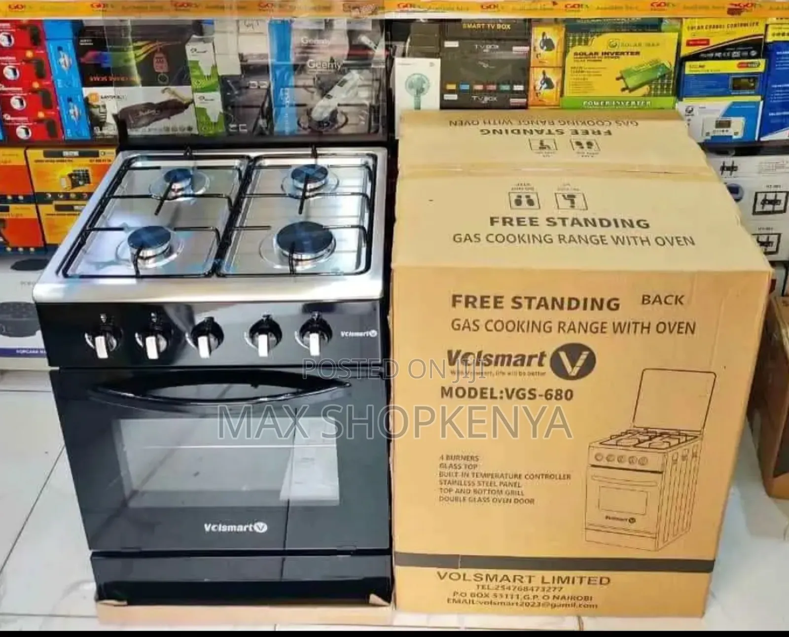 Volsmart 60x60 Standing Gas Cooker – Spacious Oven Burners