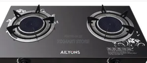 Ailyons 2 Burner Infrared Gas Cooker Durable Glass Top