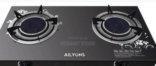 Ailyons 2 Burner Infrared Gas Cooker Durable Glass Top