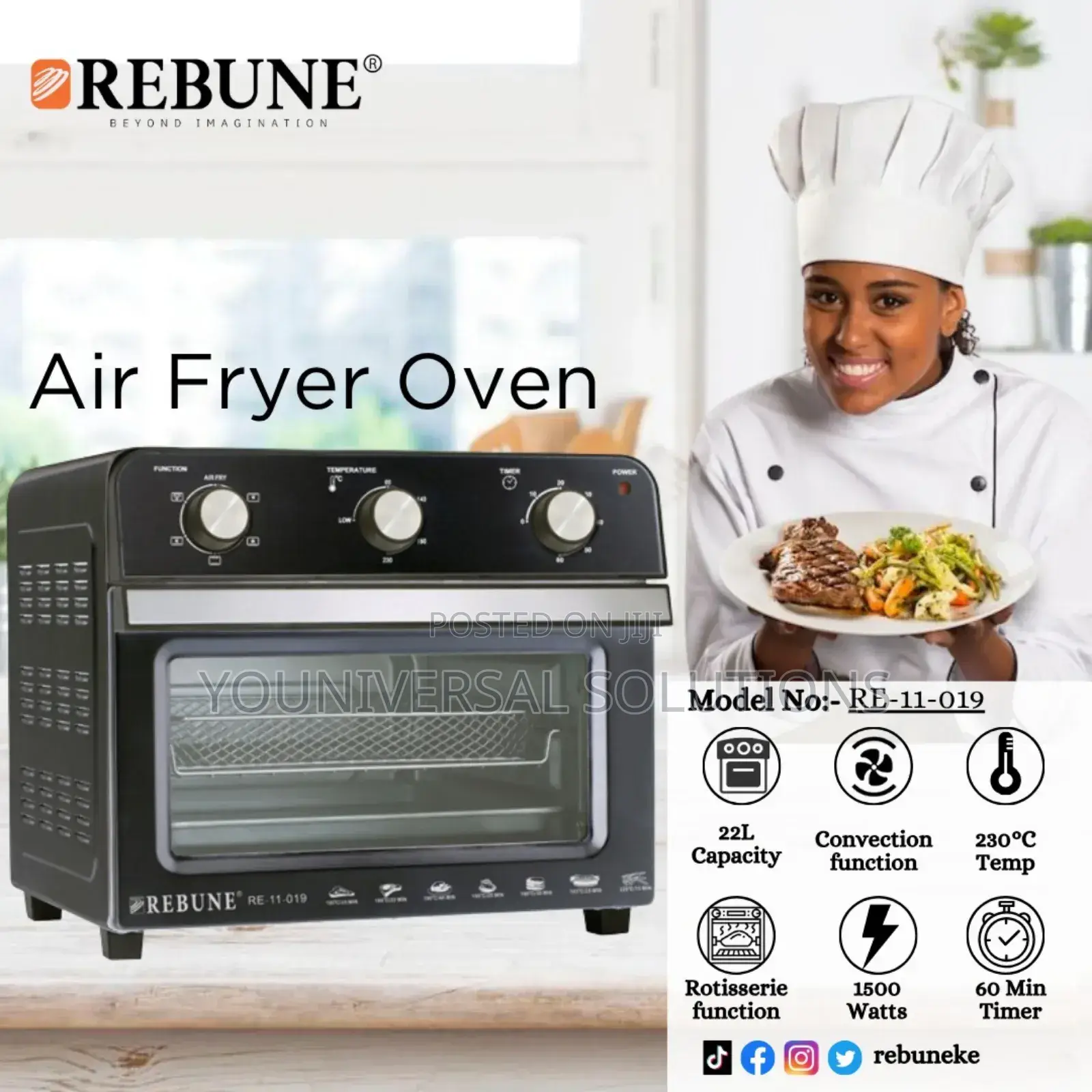 Airfryer Oven 
22 Litres Rebune