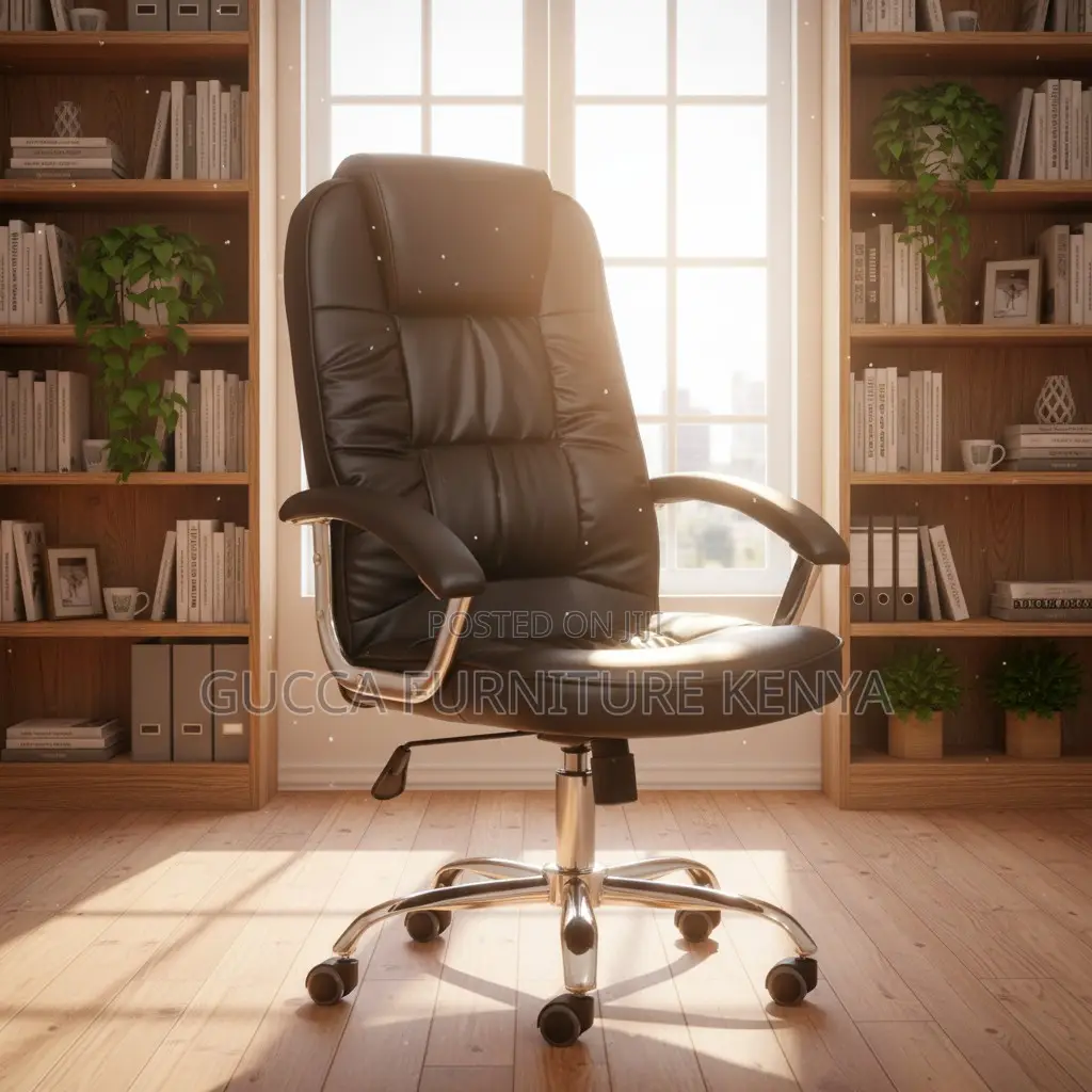 Swivel Leather Office Executive High-back Chair