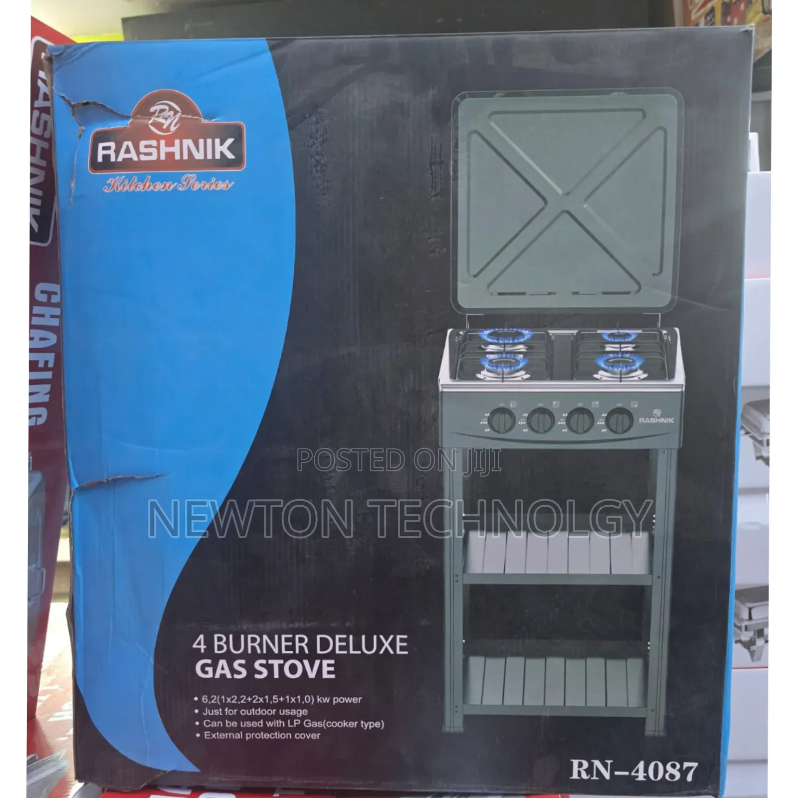 Rashnik 4 Burner Deluxe Gas Stove 
With Shelves Standing Cooker at 