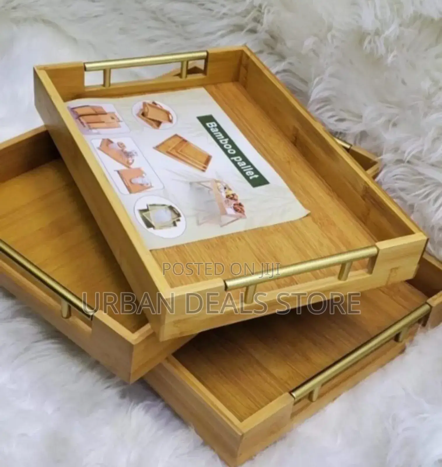 Pieces High Quality Gold Handle Heavy Bamboo Serving Plates