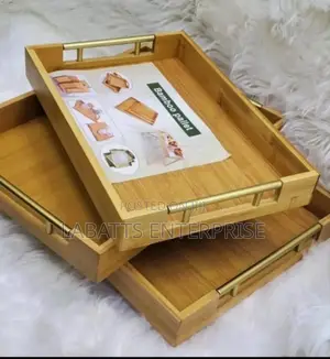 3pcs High Quality Gold Handle Heavy Bamboo Serving Plates