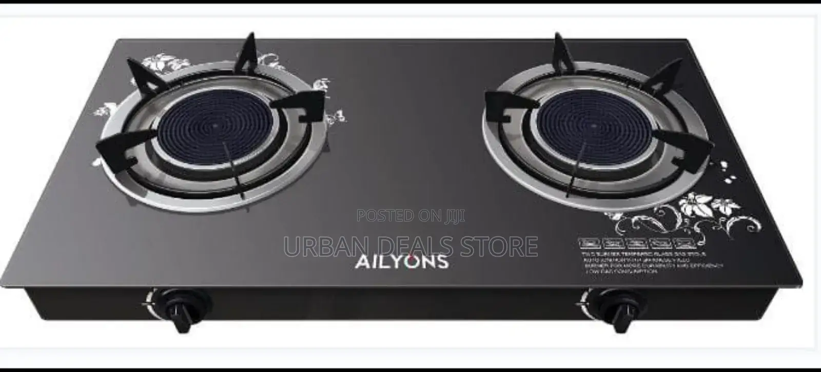 Ailyons 2 Burnerdesign Glass Top Gas Cooker Infrared Double Burner