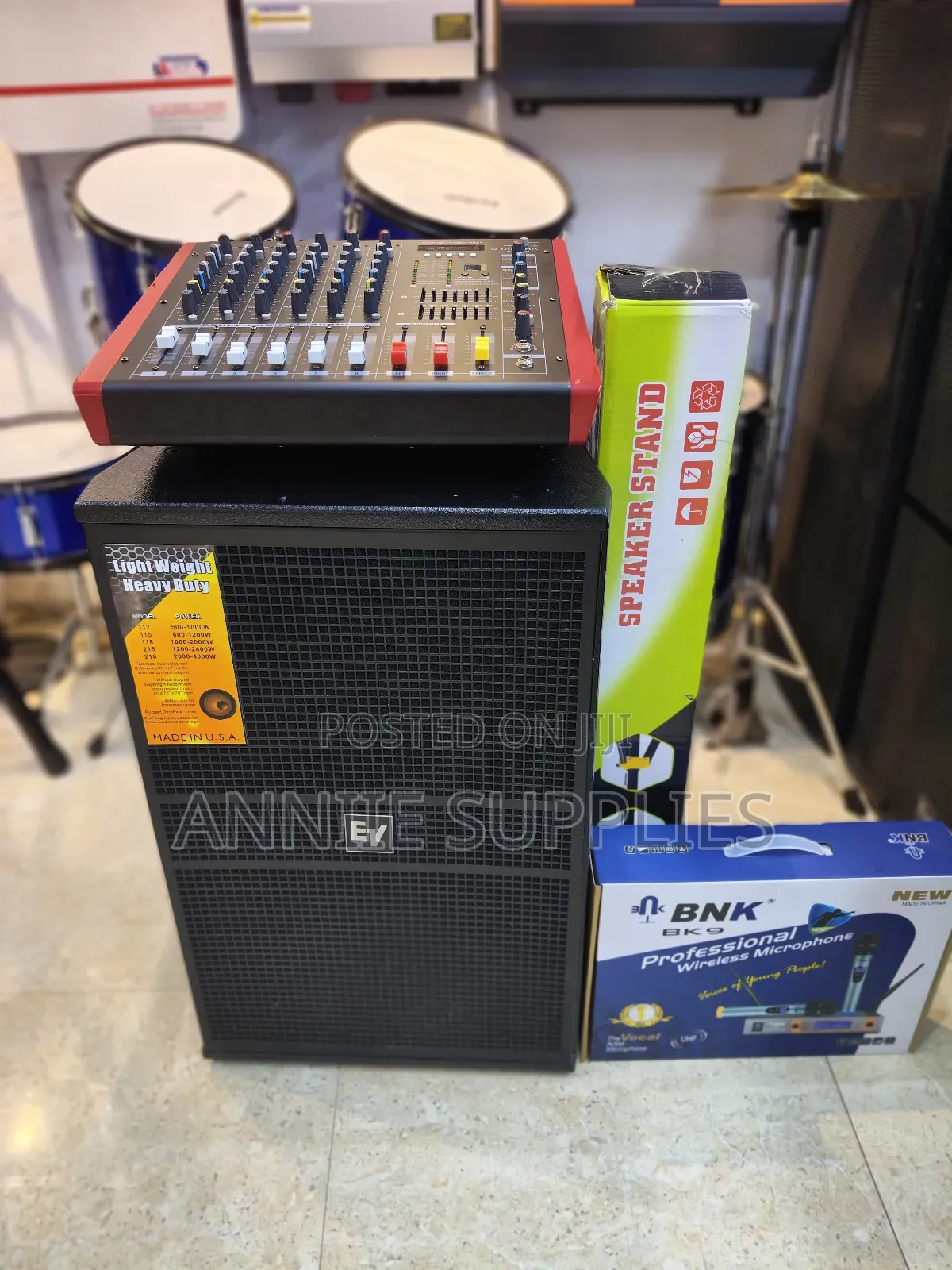 6 Channel Powered Mixer+Ev Midrange Speaker+Microphone