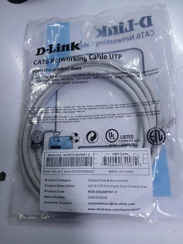 Dlink 3mtr Patchcord Cat 6 Uutp