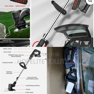 Cordless Electric Lawn Mower With Foldable Adjustable Trimmer