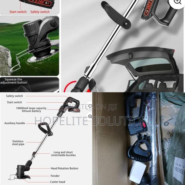 Cordless Electric Lawn Mower With Foldable Adjustable Trimmer