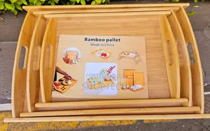 3 Pieces High Quality Handle Heavy Bamboo Serving Plate