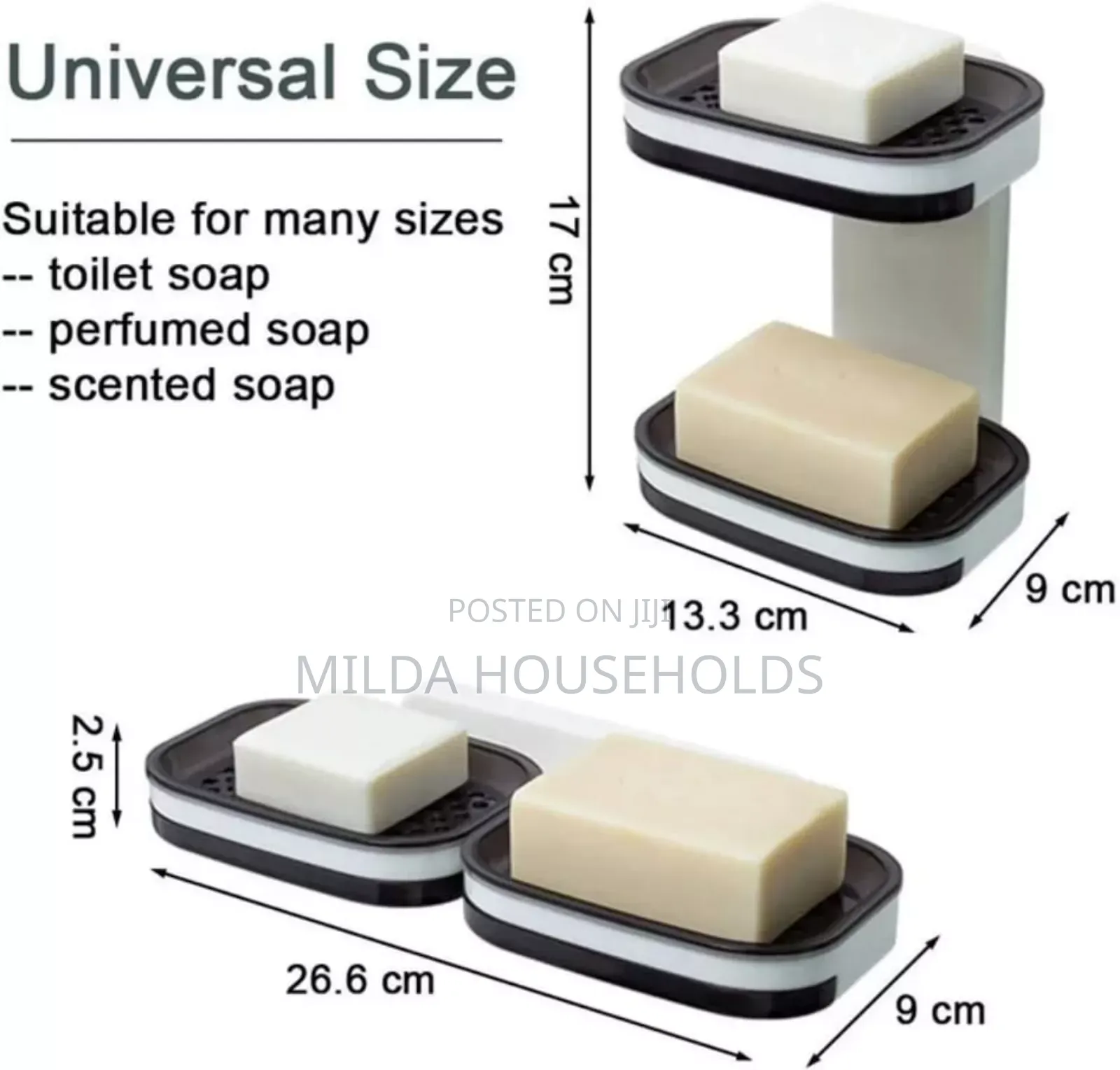 Double Layered Wall Mounted Soap Box/ Holder With Adhesive Sticker.