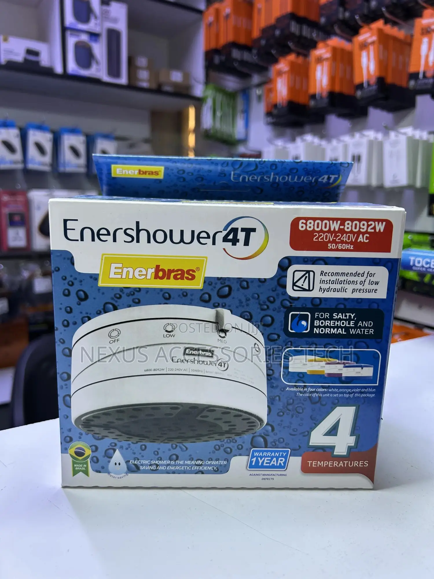 Enerbras Enershower 4t Instant Shower Water Heater–Fast Heating Shower