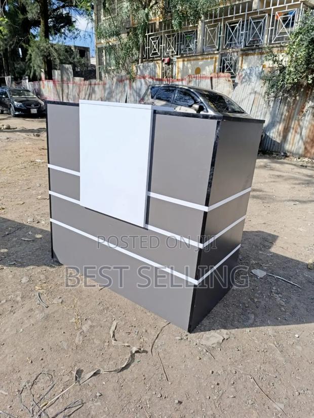 Modern Grey White Stripes Office Customer Service Desk