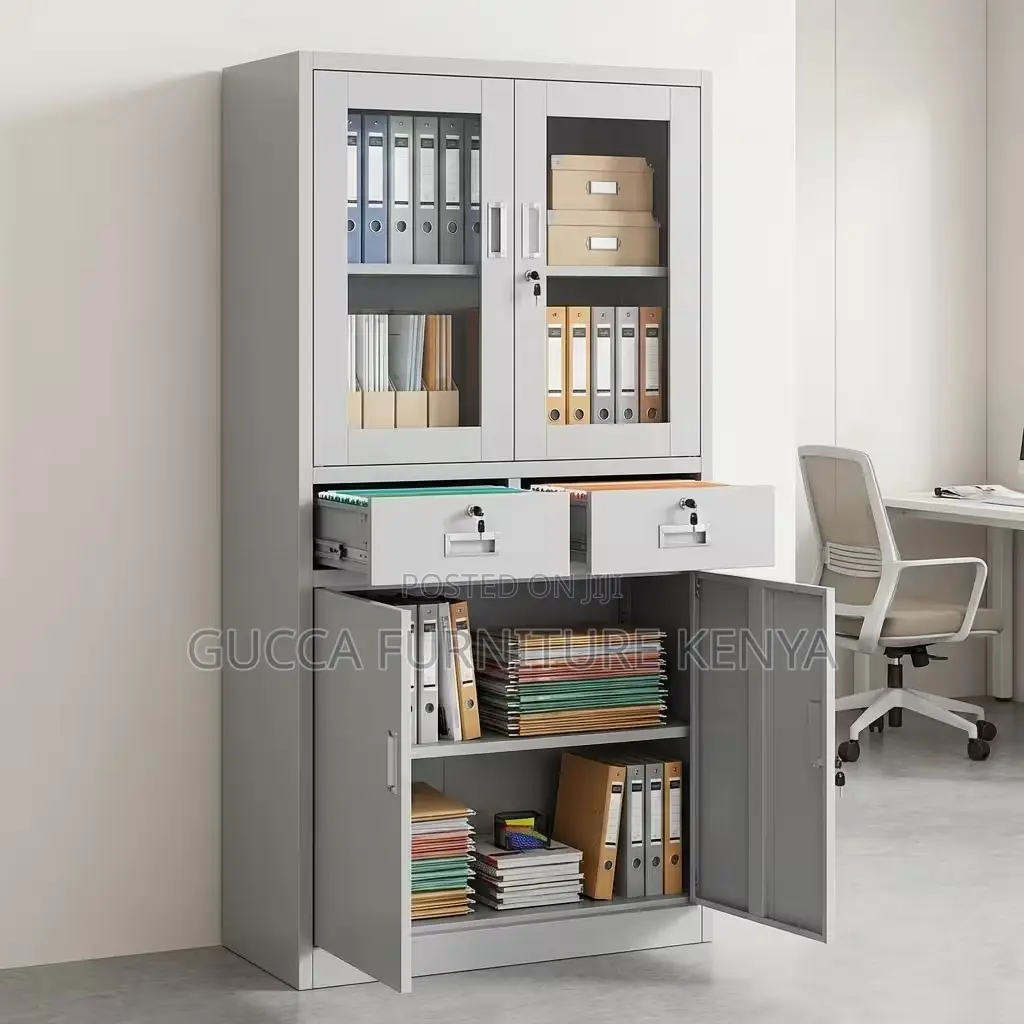 2 Glass Door Steel Office File Cabinet
