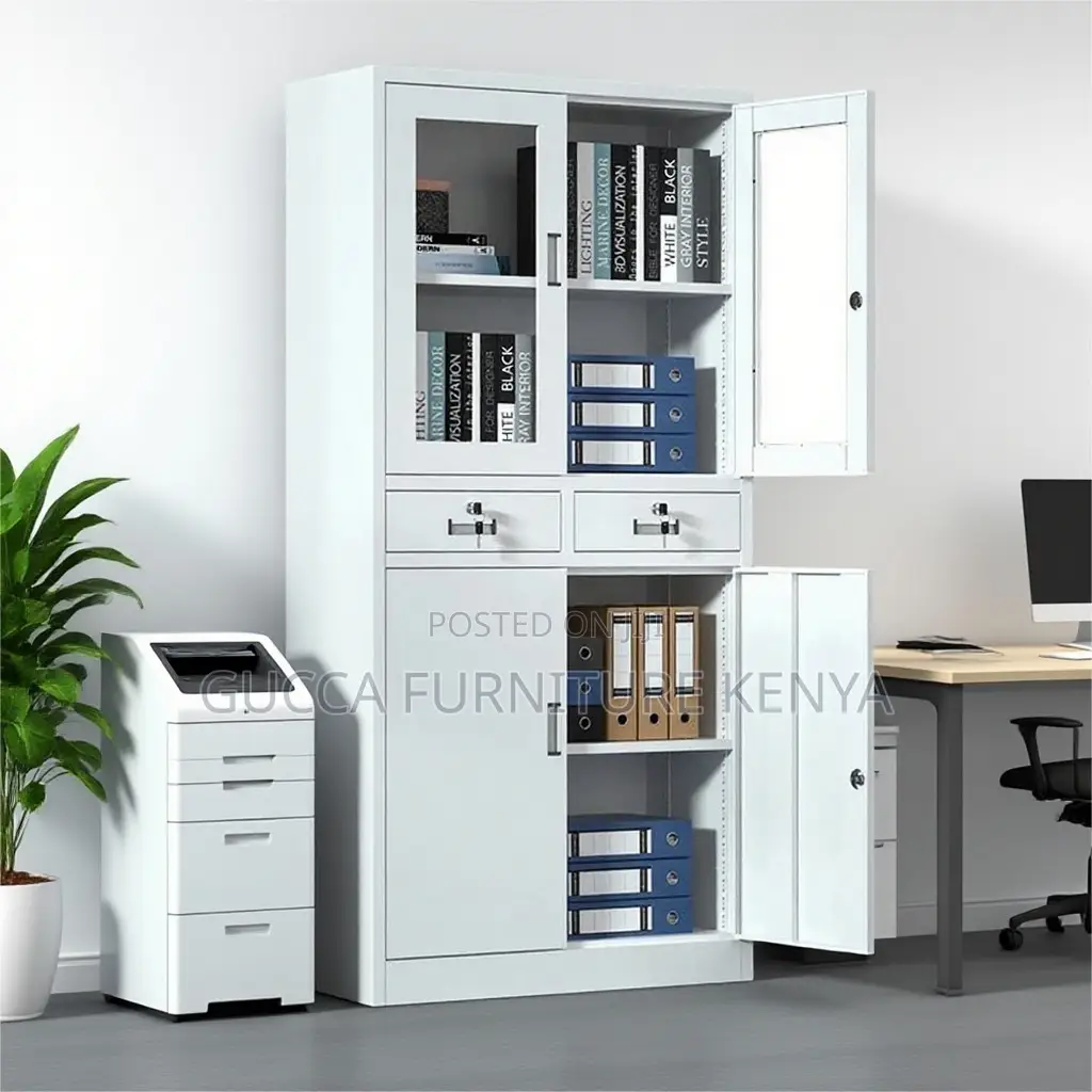 2 Glass Door Steel Office File Cabinet