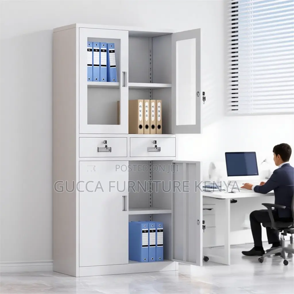 2 Glass Door Steel Office File Cabinet