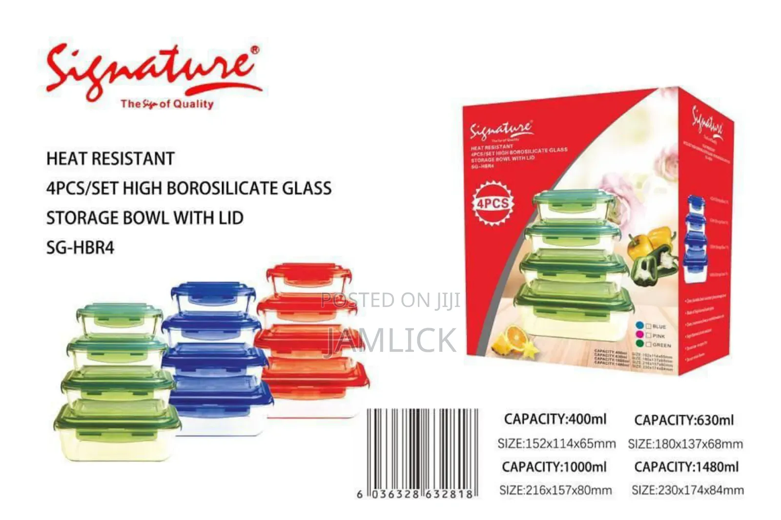 Set of 4 Glass Storage Containers –Js