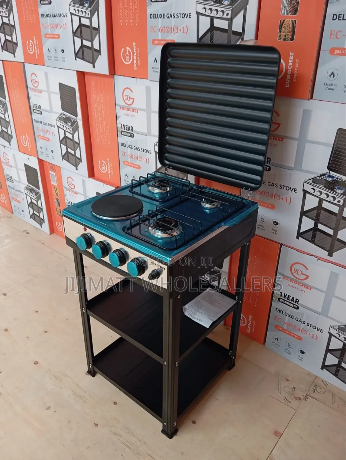 🔥Eurochef 3 Gas +1 Electric Standing Cooker With Shelves .