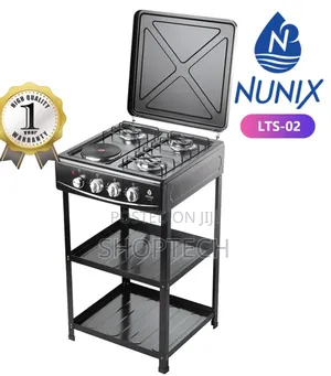 Nunix Cooker 3 Gas +1 Electric Plate Standing Cooker Plus Shelves