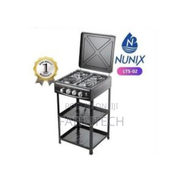 Nunix Cooker 3 Gas +1 Electric Plate Standing Cooker Plus Shelves