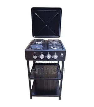 Nunix Cooker 3 Gas +1 Electric Plate Standing Cooker Plus Shelves