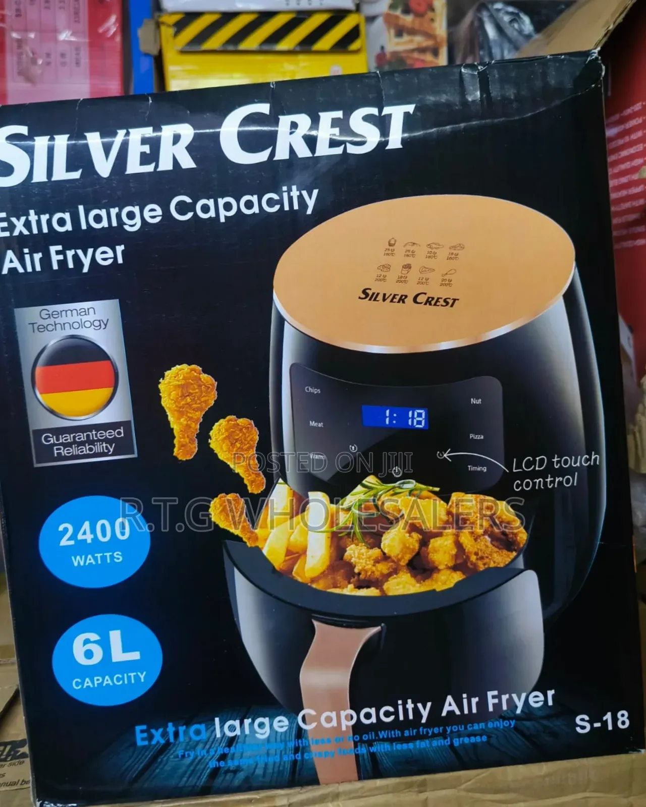 Silver Crest 6l Oil-Free Air Fryer Touch Control