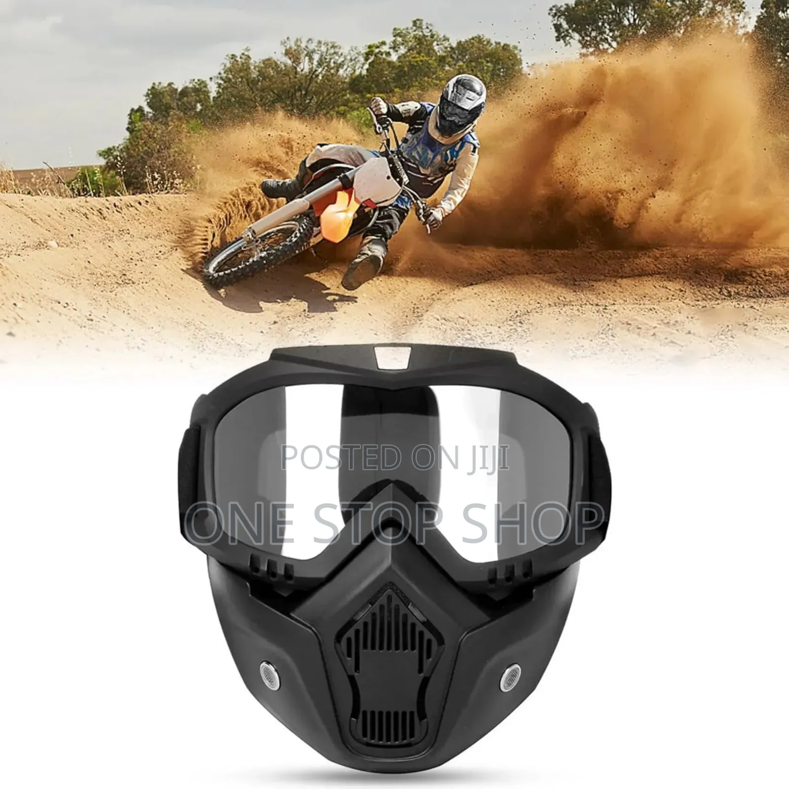 Motorcycle Half Face Mask+Googles Glasses Fit