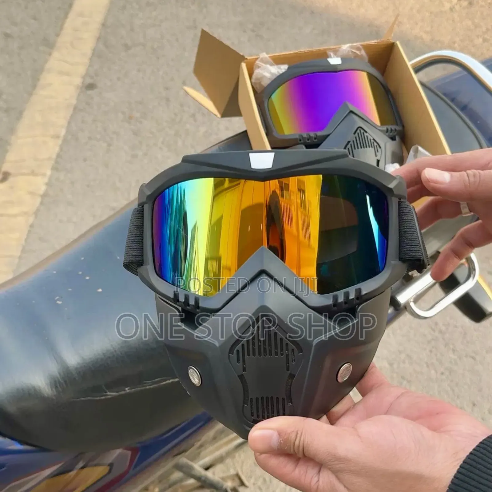Detachable Bike Face Mask Goggles Stylish Design