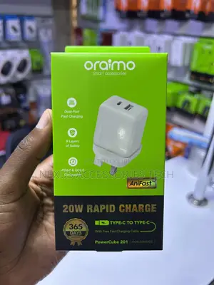 Oraimo Powercube 201 20w Fast Charger – Type-C to Type-C, 2 Usb Ports