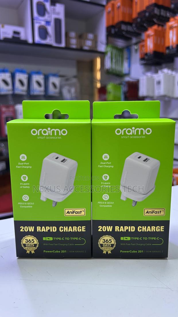 Oraimo Powercube 201 20w Charger – Type-C to Type-C, Fast Multi-Port - thumbnail 2