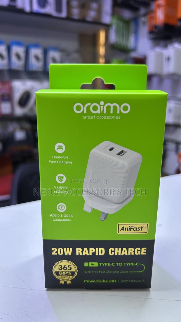 Oraimo Powercube 201 20w Charger – Type-C to Type-C, Fast Multi-Port