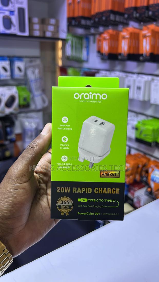 Oraimo Powercube 201 20w Charger – Type-C to Type-C, Fast Multi-Port - thumbnail 3
