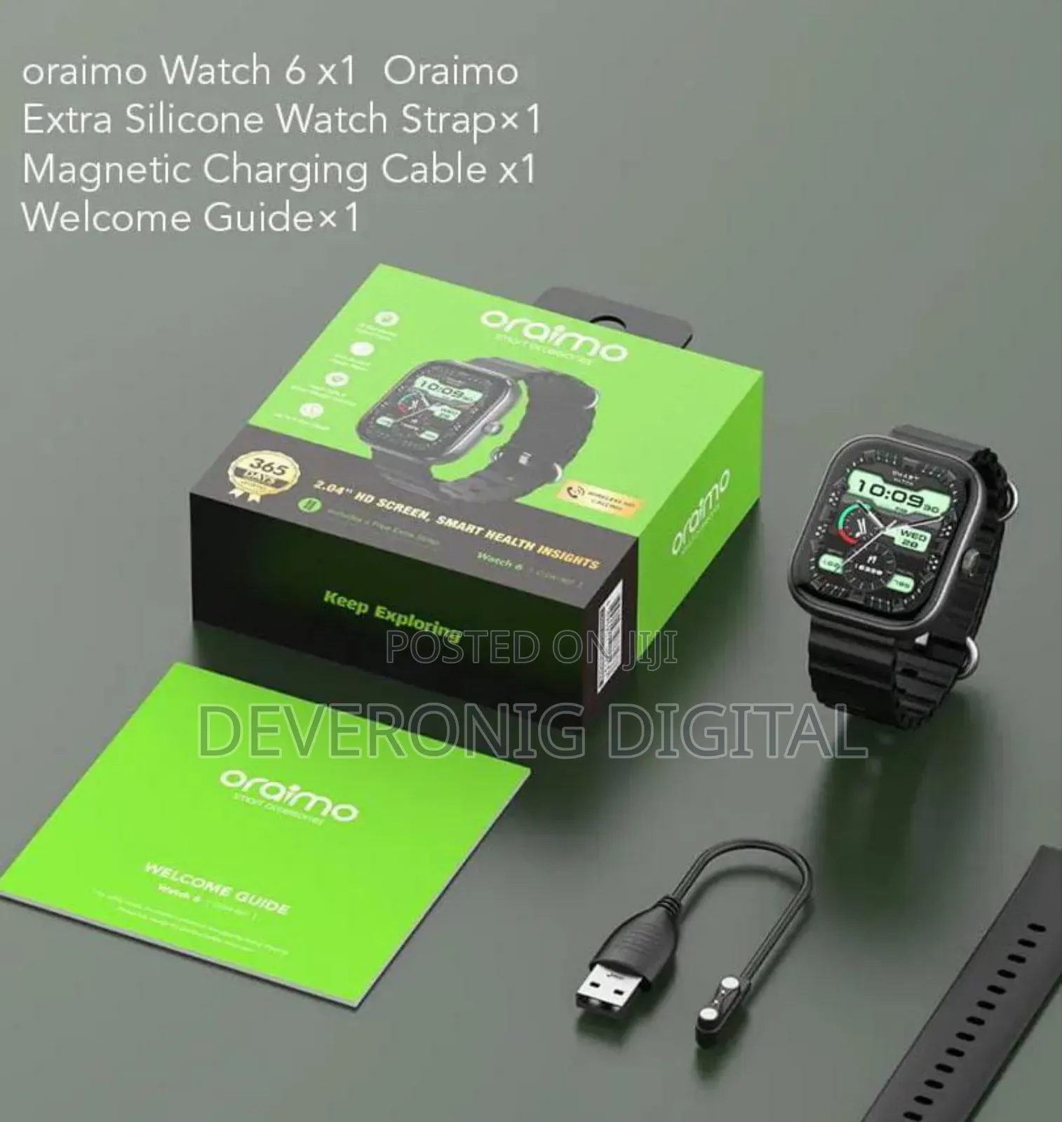 Oraimo Watch 6osw-807 2.04tft Ip68 Smart Watch With *Free Extra Strap