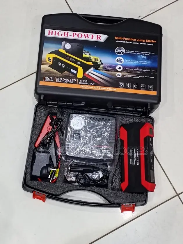 99800mah Emergency 12v Jump Starter With Built-in Air Compressor Pump