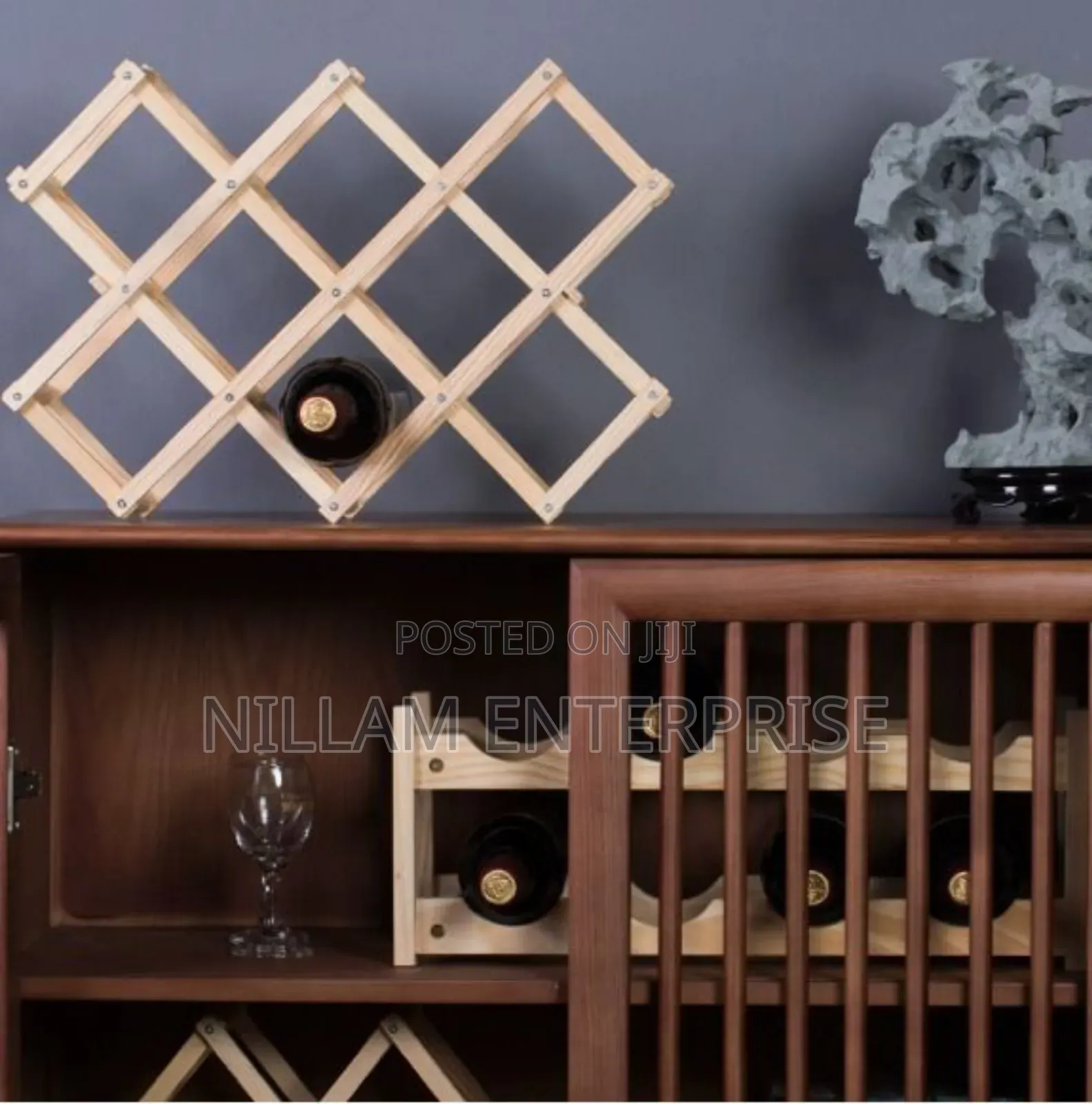Foldable 10 Slot Wooden Wine Bottle Rack