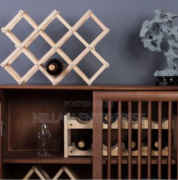 Foldable 10 Slot Wooden Wine Bottle Rack - thumbnail 3