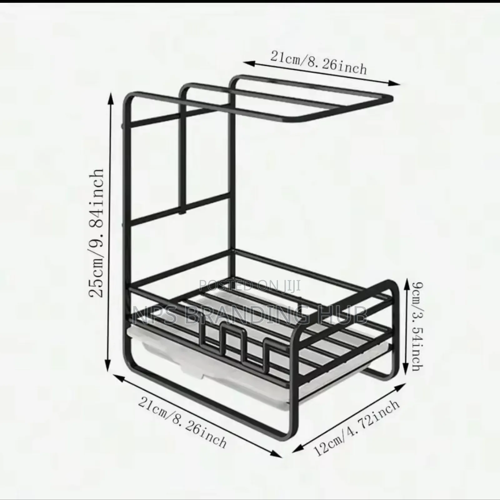 Metallic Sink Caddy With a Draining Tray Stand Alone Nm