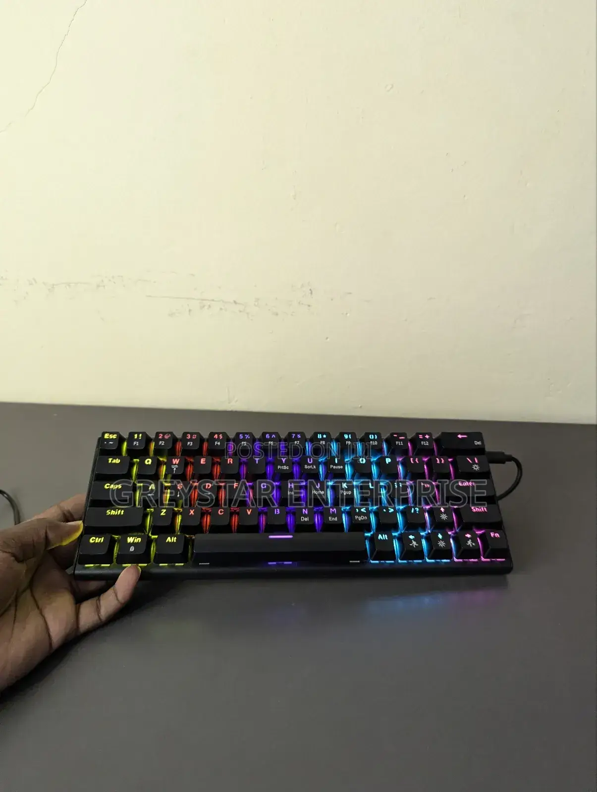 Portable RGB Backlit Wired Gaming Keyboard Blue Switches 61 Keys