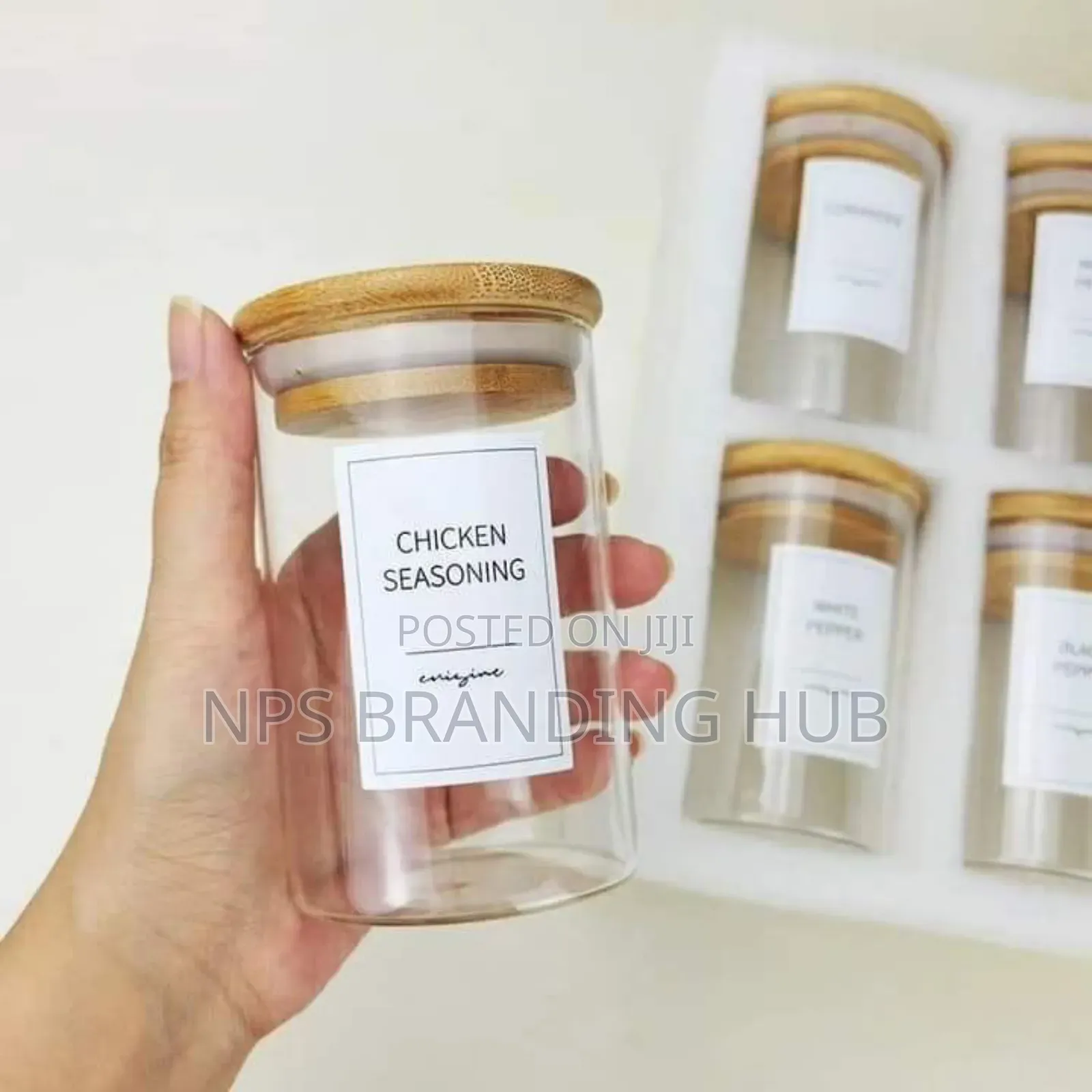 12pc Glass Jars Set /Spice Jars With Bamboo Lids Labels +Pen 300ml Nm