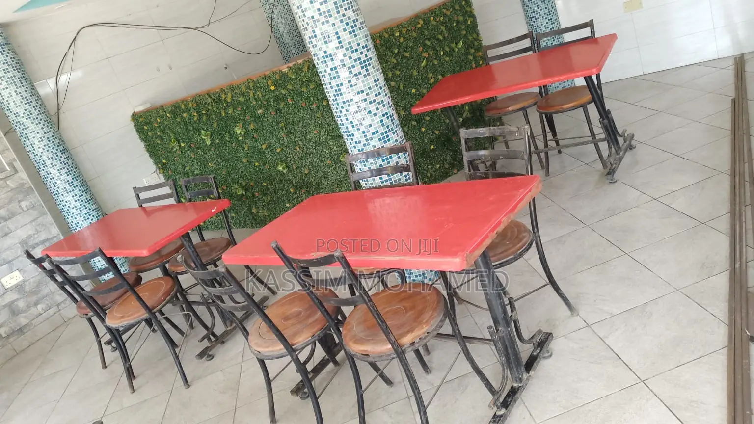 Classic Restaurant Marble Tables 4*2 5000/- Each Metal Chairs 2200/-