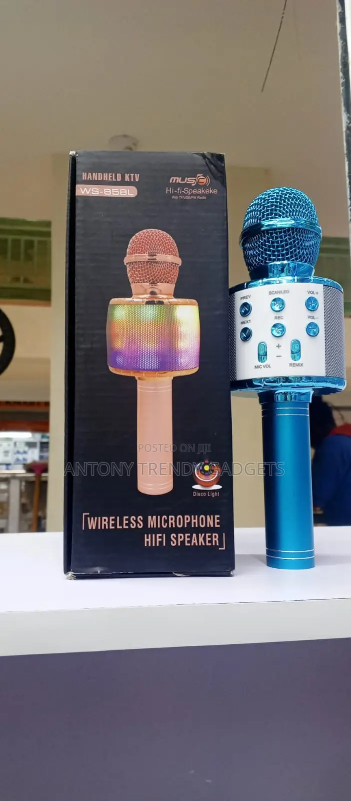 Portable Ws-858l Wireless Karaoke Microphone With Led Lights