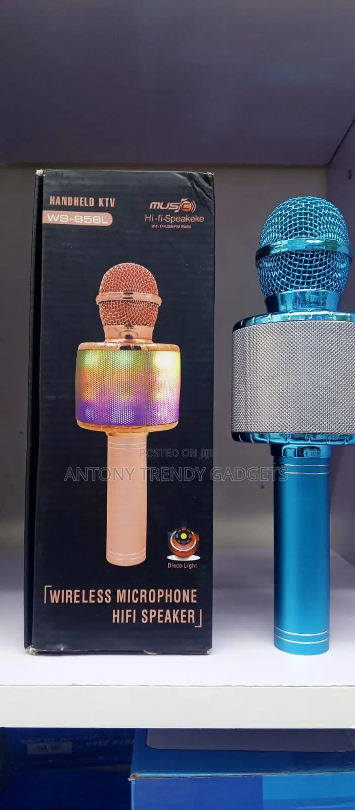 Portable Ws-858l Wireless Karaoke Microphone With Led Lights