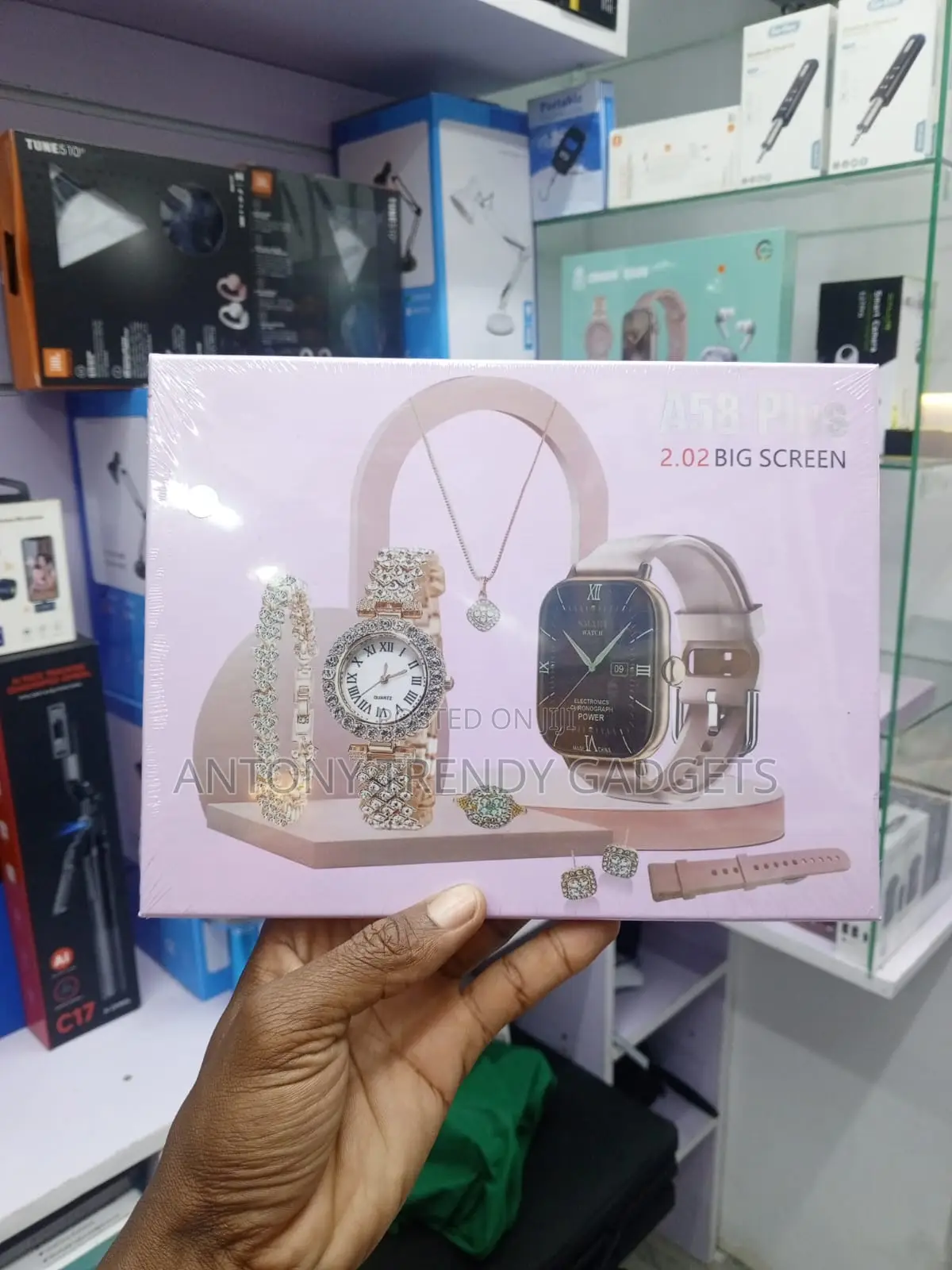 Luxury A58 Plus Smartwatch Combo With Jewelry Accessories
