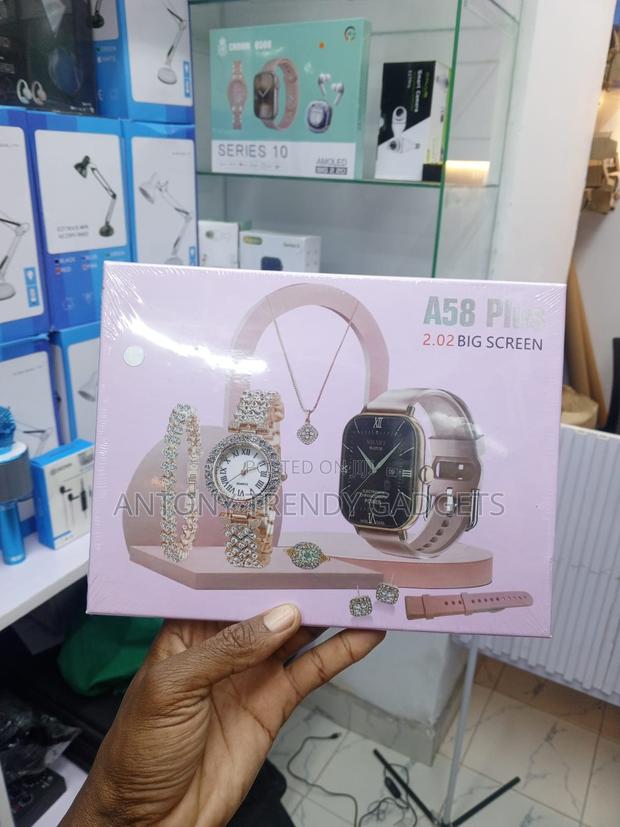 A58 Plus Full-touch Smartwatch With Watch, Ring & Necklace - main view