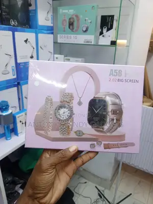 A58 Plus Full-touch Smartwatch With Watch, Ring & Necklace