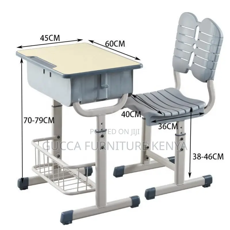 Adjustable Plastic Kid's Desk And Chair Set