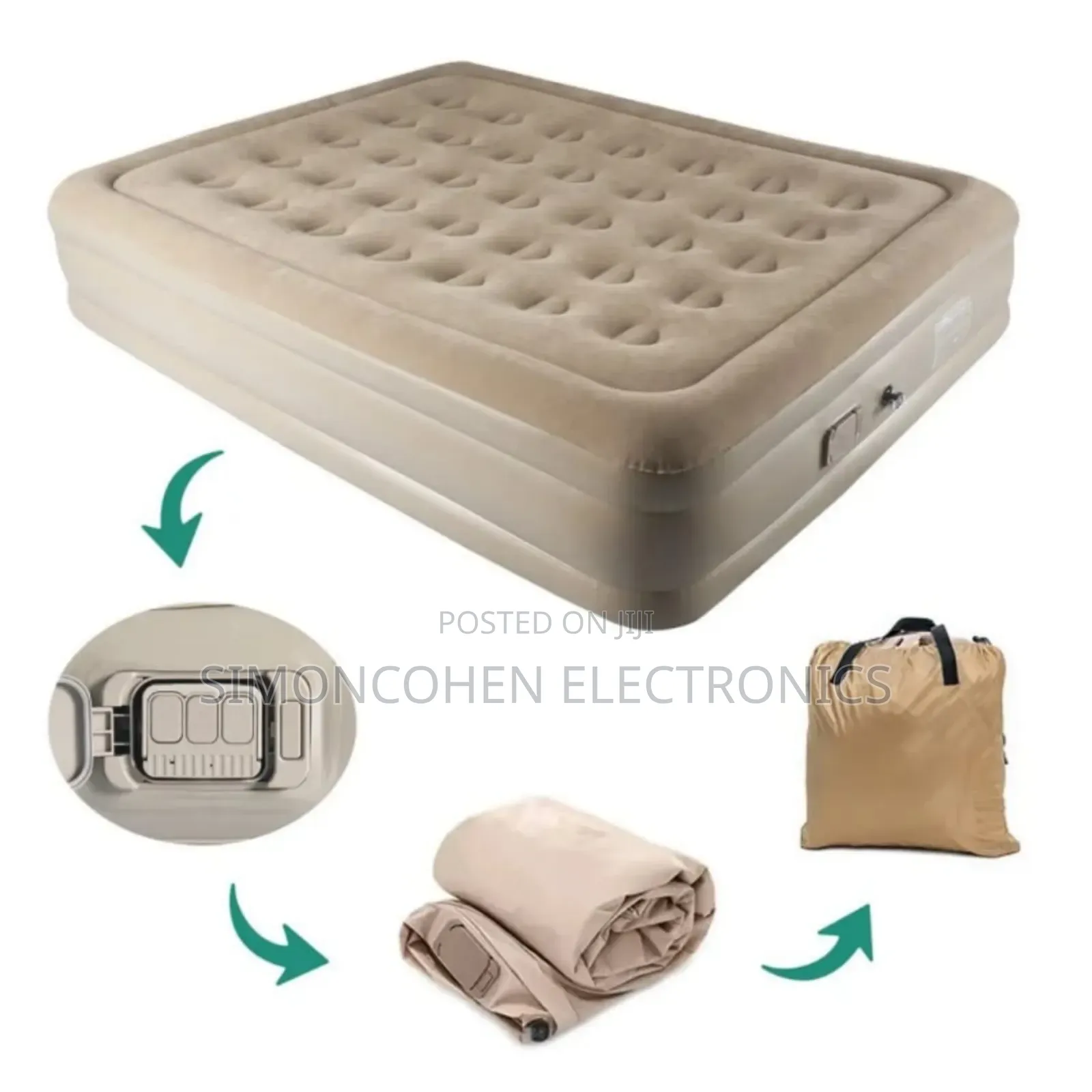 Inflatable Queen Size Airbed Mattress With In Built Pump
